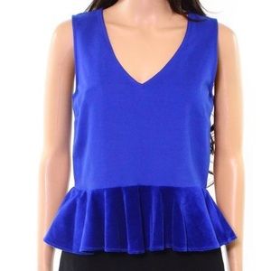 J CREW Royal Blue Velvet Peplum Top